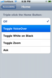 Triple-Click Home: Toggle VoiceOver